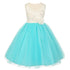 Rain Kids Big Girls Aqua Ivory Beaded Lace V-neck Special Occasion Dress 8-12 - SophiasStyle.com